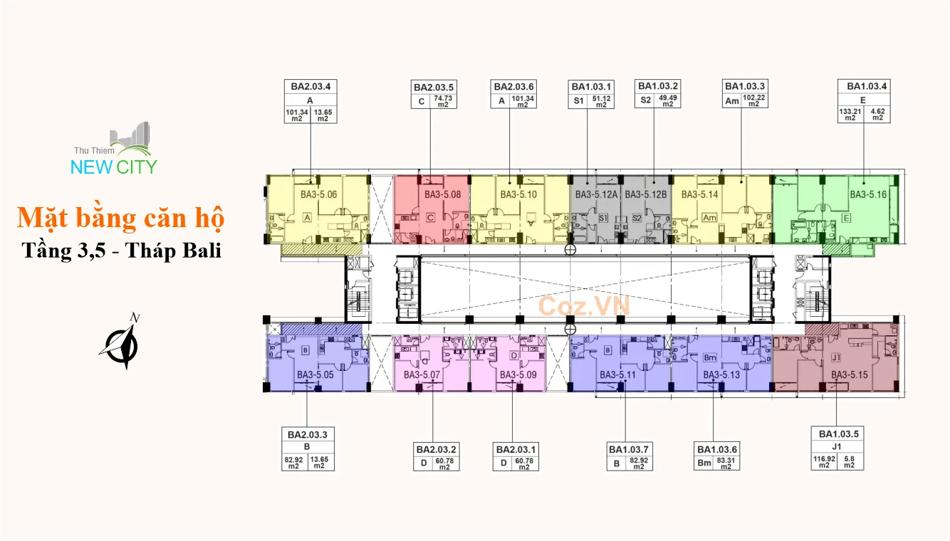 mặt bằng (layout) căn hộ chung cư bali new city thủ thiêm - tầng 3,5
