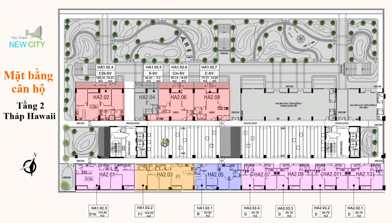 mặt bằng (layout) căn hộ hawaii new city thủ thiêm mai chí thọ tầng 2