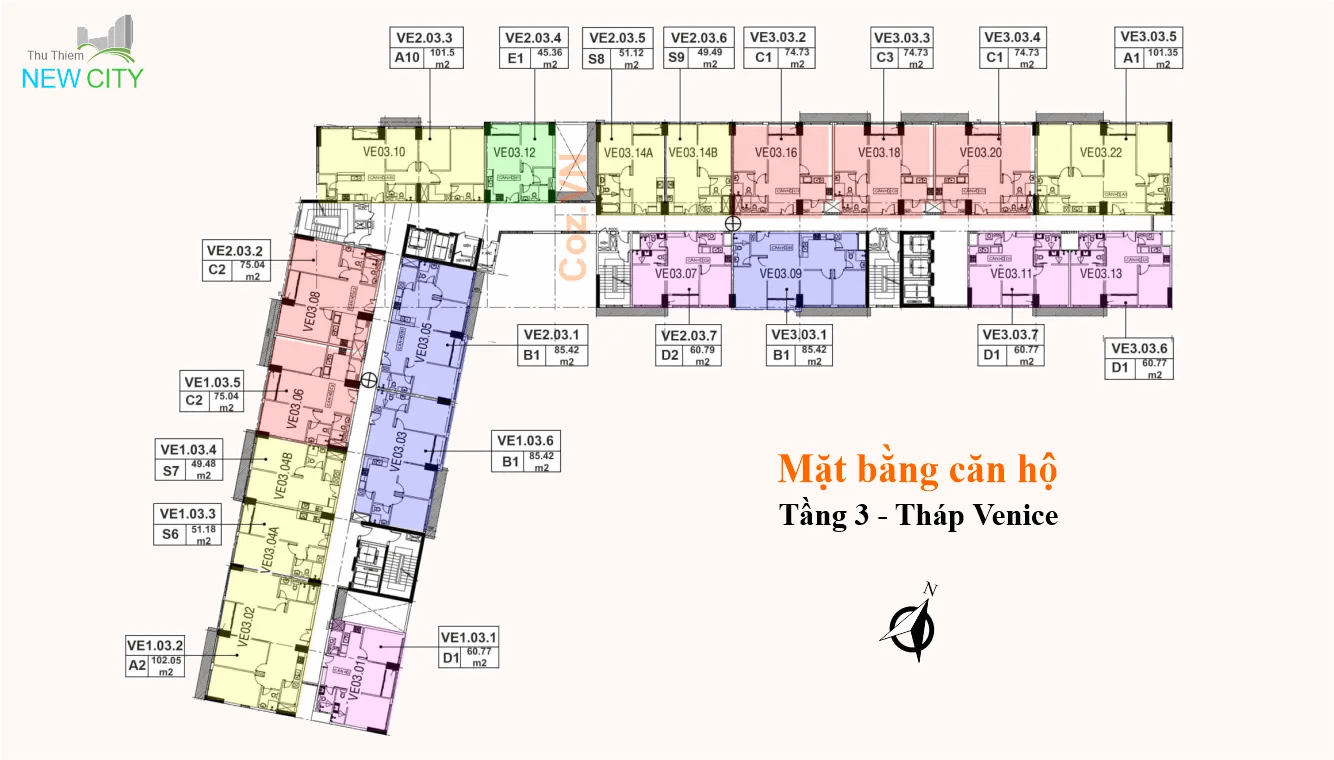 mặt bằng (layout) Venice new city thủ thiêm - Tầng 3 - Mai Chí Thọ